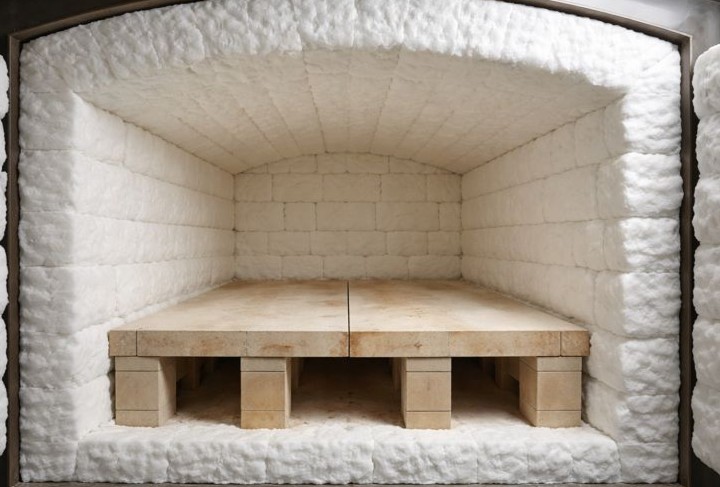 Crystalline fiber kiln lining application